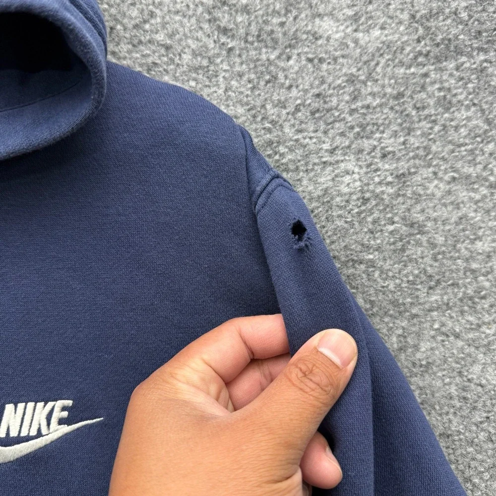 Nike Sportswear Hoodie Mens Large Navy Blue Long Sleeve Fleece Pullover Athletic